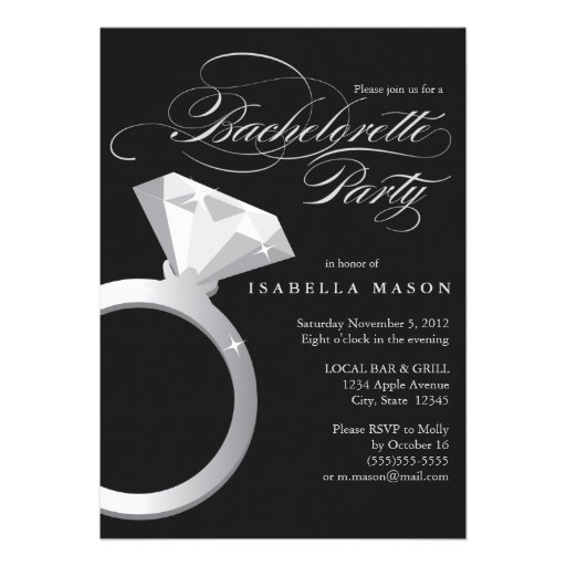 5 x 7 Engagement Ring | Bachelorette Party Invite (front side)