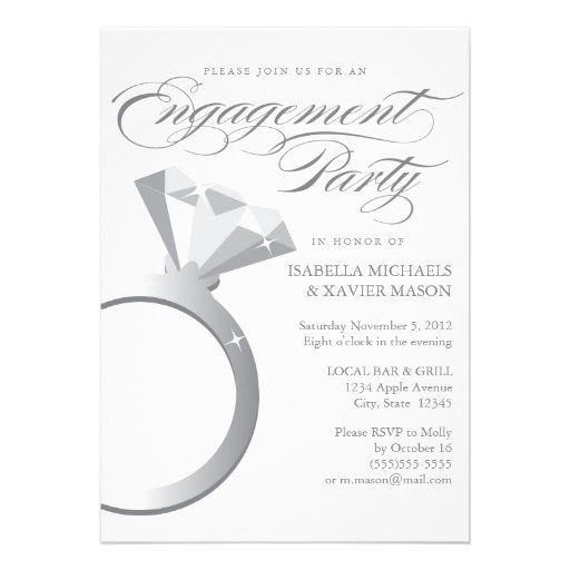 5 x 7 Engagement Ring | Engagement Party Invite (front side)