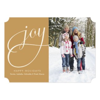 5 x 7 Joy (gold) | Holiday Photo Card Personalized Invites
