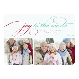 5 x 7 Joy To The World | Photo Holiday Card Invitations