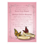 5" x 7"  Modern Gold Rings And Butterflies Pink invitations