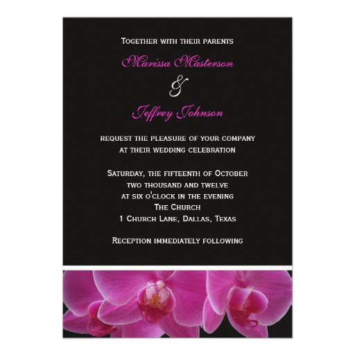 5 X 7 Orchid Wedding Invitation -- Purple Orchids
