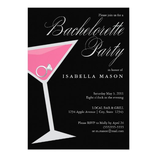 5 x 7 Ring In Cosmo | Bachelorette Party Invite (front side)