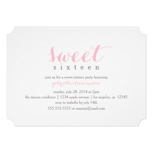 5 x 7 Sweet Sixteen | Birthday Party Invitation