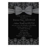 5" x 7"  Vintage Lace Dark Bow Wedding Invitation invitations