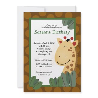 5 x 7 Zanzibar GIRAFFE Jungle Baby Shower invitation