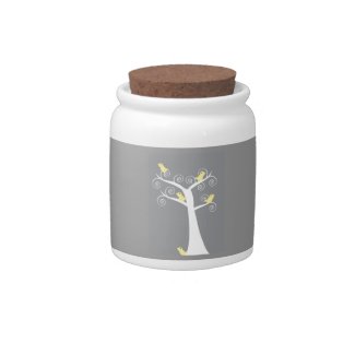 5 Yellow Birds in a Tree Candy Jar