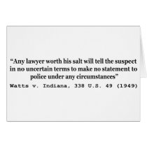 5th Amendment Watts v Indiana 338 US 49 1949 Greeting Card
