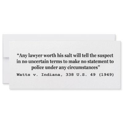 5th Amendment Watts v Indiana 338 US 49 1949 Personalized Invitations by wallarts