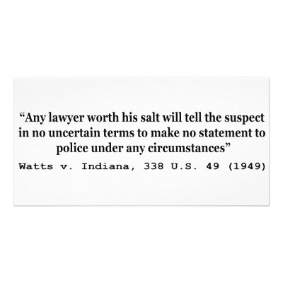 5th Amendment Watts v Indiana 338 US 49 1949 Personalized Photo Card by wallarts