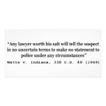 5th Amendment Watts v Indiana 338 US 49 1949 Personalized Photo Card