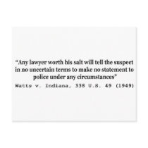 5th Amendment Watts v Indiana 338 US 49 1949 Postcard