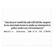 5th Amendment Watts v Indiana 338 US 49 1949 Postcard
