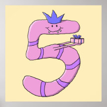 5th Birthday Cartoon in Pink. Posters