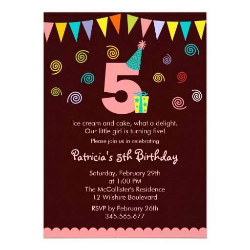 5th Birthday Children's Party Invitation