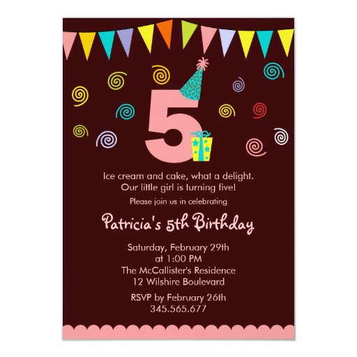 5th birthday children s party invitation zazzle 5th birthday invitation