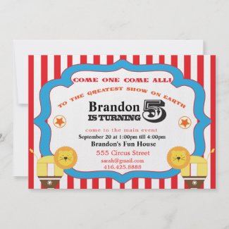 5th Birthday Circus Invitation zazzle_invitation