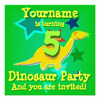 5th Birthday Dinosaur Party Invitations