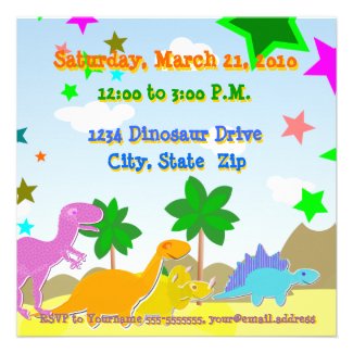 5th Birthday Dinosaur Party Invitations