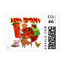 5th Birthday Farm Birthday Postage Stamp