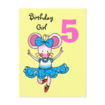 5th birthday gift for a girl, cute ballerina postcard