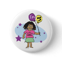 5th Birthday Girl Pinback Button