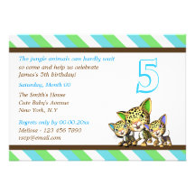 5th birthday jungle theme custom invitation