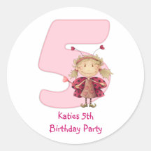 5th birthday party customizable sticker - cute