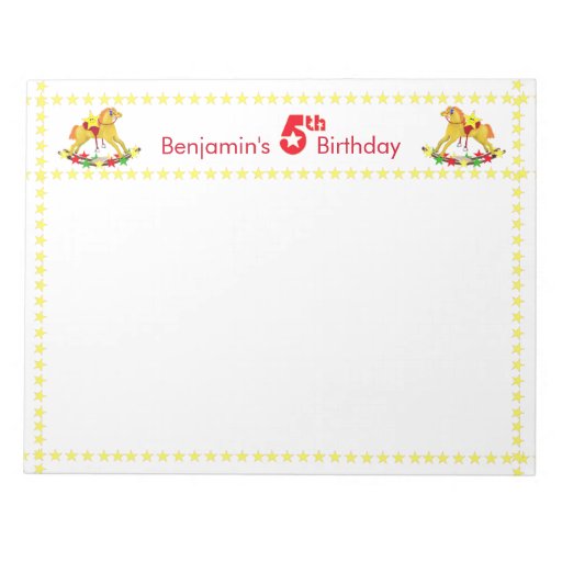 5th Birthday Party Rocking Horse Note Pads