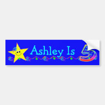 5th Birthday Party Smiley Stars Bumper Stickers