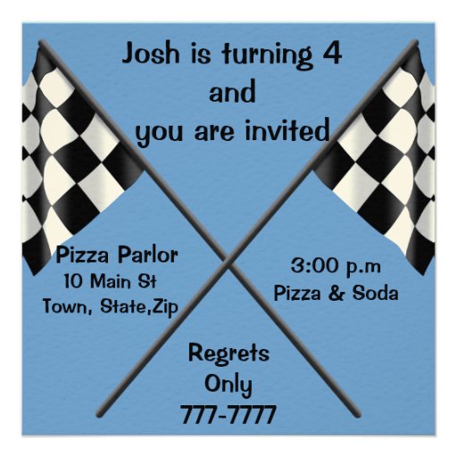 5th Birthday Race Car  Invitation