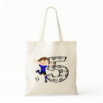 5th Birthday Red and White Soccer Goal Tote Bags