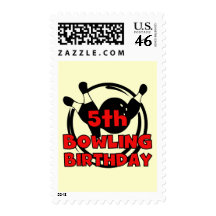 5th Bowling Birthday Tshirts and Gifts Stamp