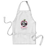 5th Grade Teacher Apron -  Zebra Print Apple