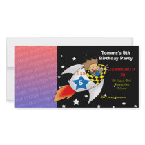 5th rocket birthday boy party invitations photo card template