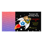 5th rocket birthday boy party invitations photo card template