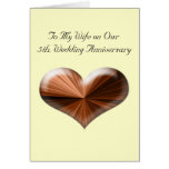 5th. Wedding Anniversary Greeting Card with Wooden