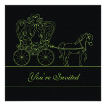 5x5 Black Carriage Wedding Invitation