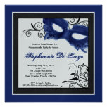 5x5 Blue Masquerade Mask 16 Birthday Invitation