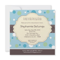 5x5 Boy Blue Polkadot Poke Baby Shower Invitation