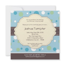 5x5 Boy Blue Polkadot Poke Birthday Invitation