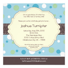 5x5 Boy Blue Polkadot Poke Birthday Invitation