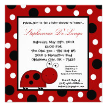 5x5 Crimson Red Lady Bug Baby Shower Invitation