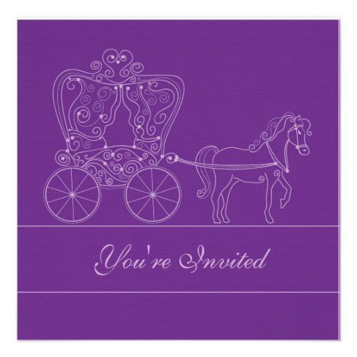 5x5 Dark Purple Carriage Wedding Invitation