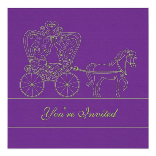 5x5 Dark Purple Carriage Wedding Invitation