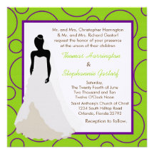 5x5 Electric Green Pok-a-Dot Wedding Invitation