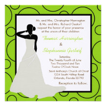 5x5 Electric Green Pok-a-Dot Wedding Invitation
