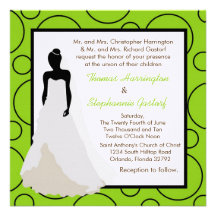 5x5 Electric Green Pok-a-Dot Wedding Invitation