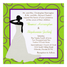 5x5 Electric Green Pok-a-Dot Wedding Invitation