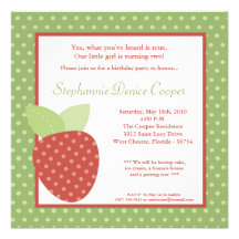 5x5 Farm Strawberry Fruit Birthday Part Invitation